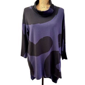 CREA CONCEPT Women Asymmetric Oversize Cotton Blend 3/4 Sleeve Top Blouse Sz 40